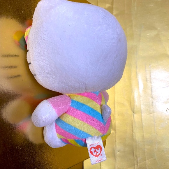 HELLO KITTY TY VTG 2015 FLORA PASTEL RAINBOW KITTY HOLDING COTTON CANDY PLUSH 6” - Picture 10 of 13